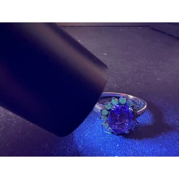 NEW Amethyst and brown zircon halo ring in platinum over sterling silver size 8 - Picture 6 of 16